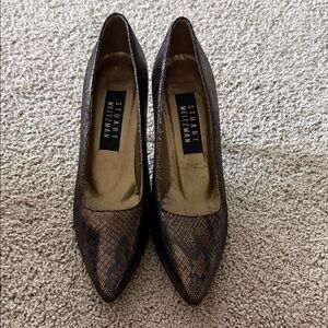 Stuart Weitzman Textured Brown Heels
